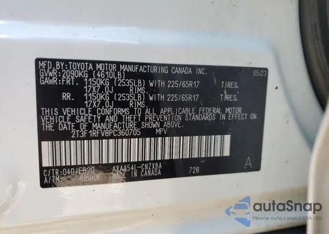 2023 Toyota Rav4 Le из США, поврежденный, VIN 2T3F1RFV8PC360705